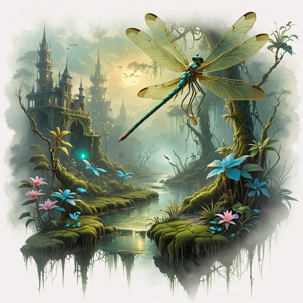 Mechanical Dragonfly in Mystical Swamp 🐉✨
