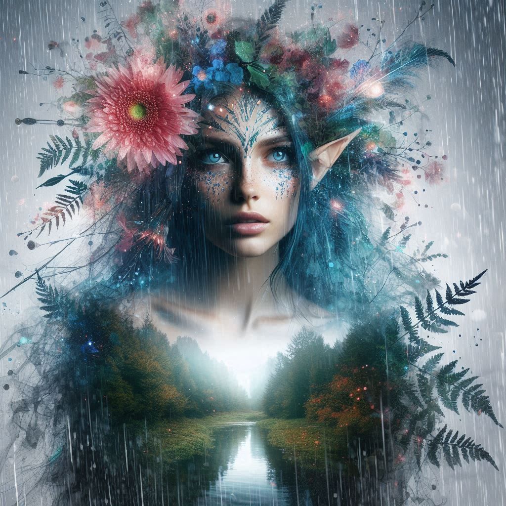 double exposure beautiful fantasy DALL-E 3 portrait landscap...