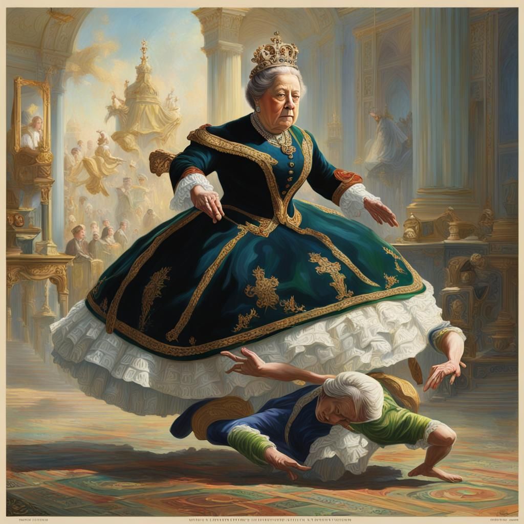 Queen Victoria playing leap frog