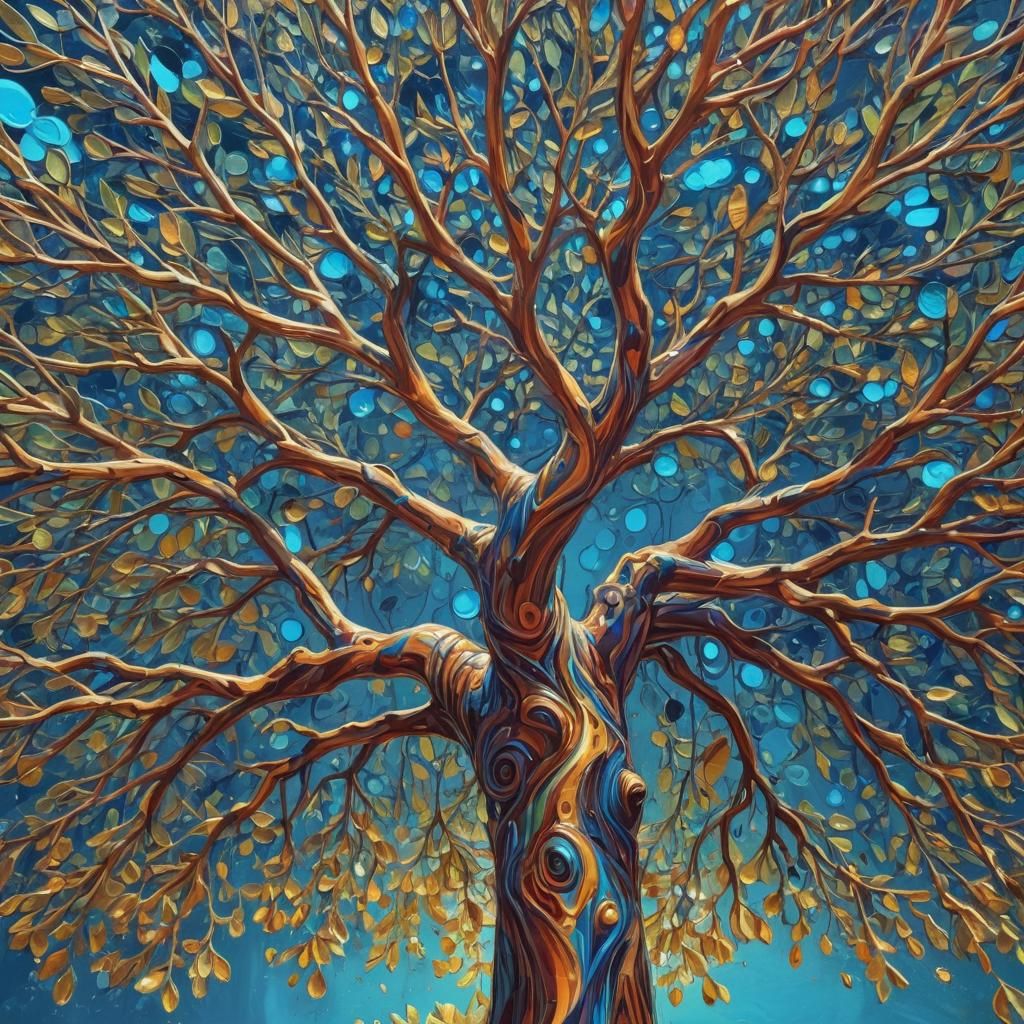 Surreal 3D Tree Grows from 2D Canvas