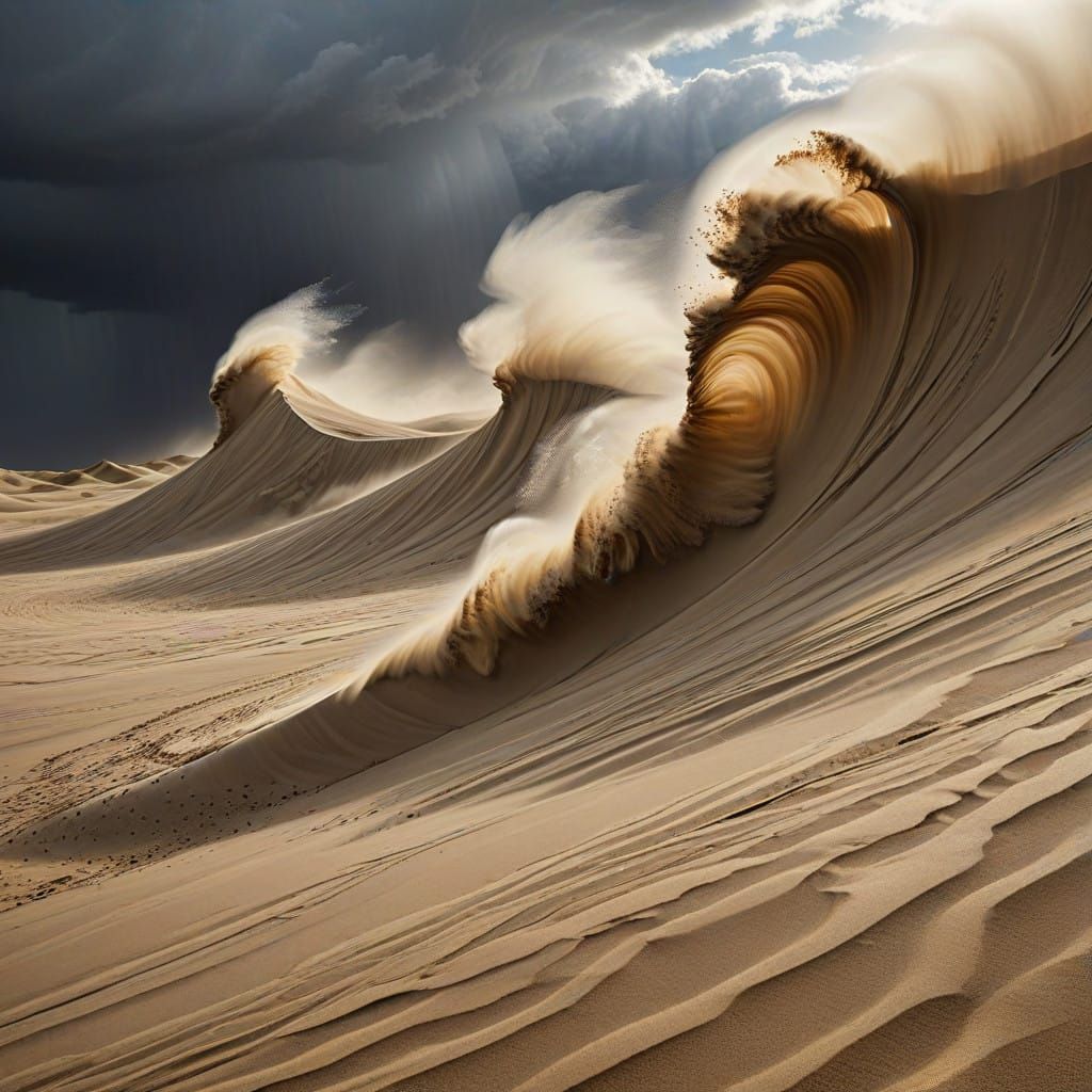 macro photography, movement of sand in the desert during a storm  by @Barabashka