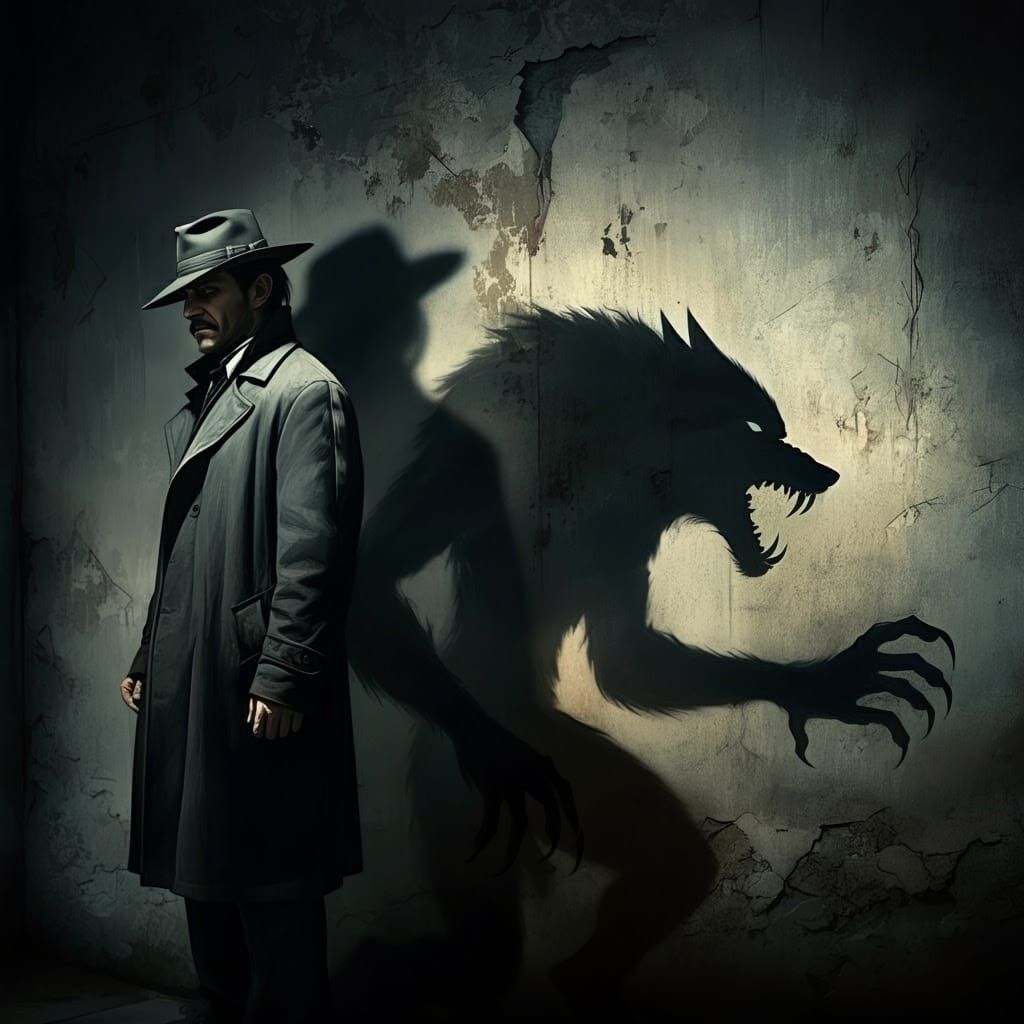 The Beast Within, man's shadow morphs into a werewolf  by @Pharaoh Julia
