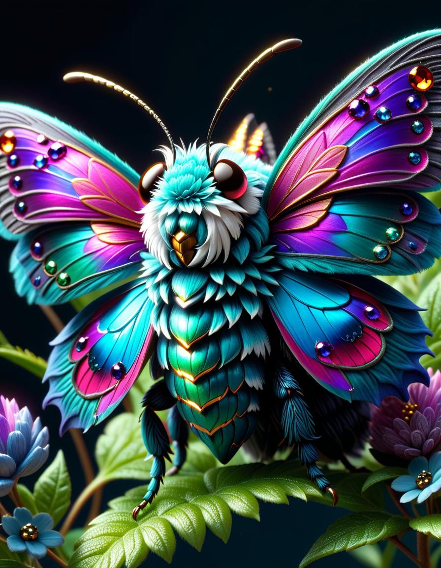 Jewled Fairy Moth - AI Generated Artwork - NightCafe Creator