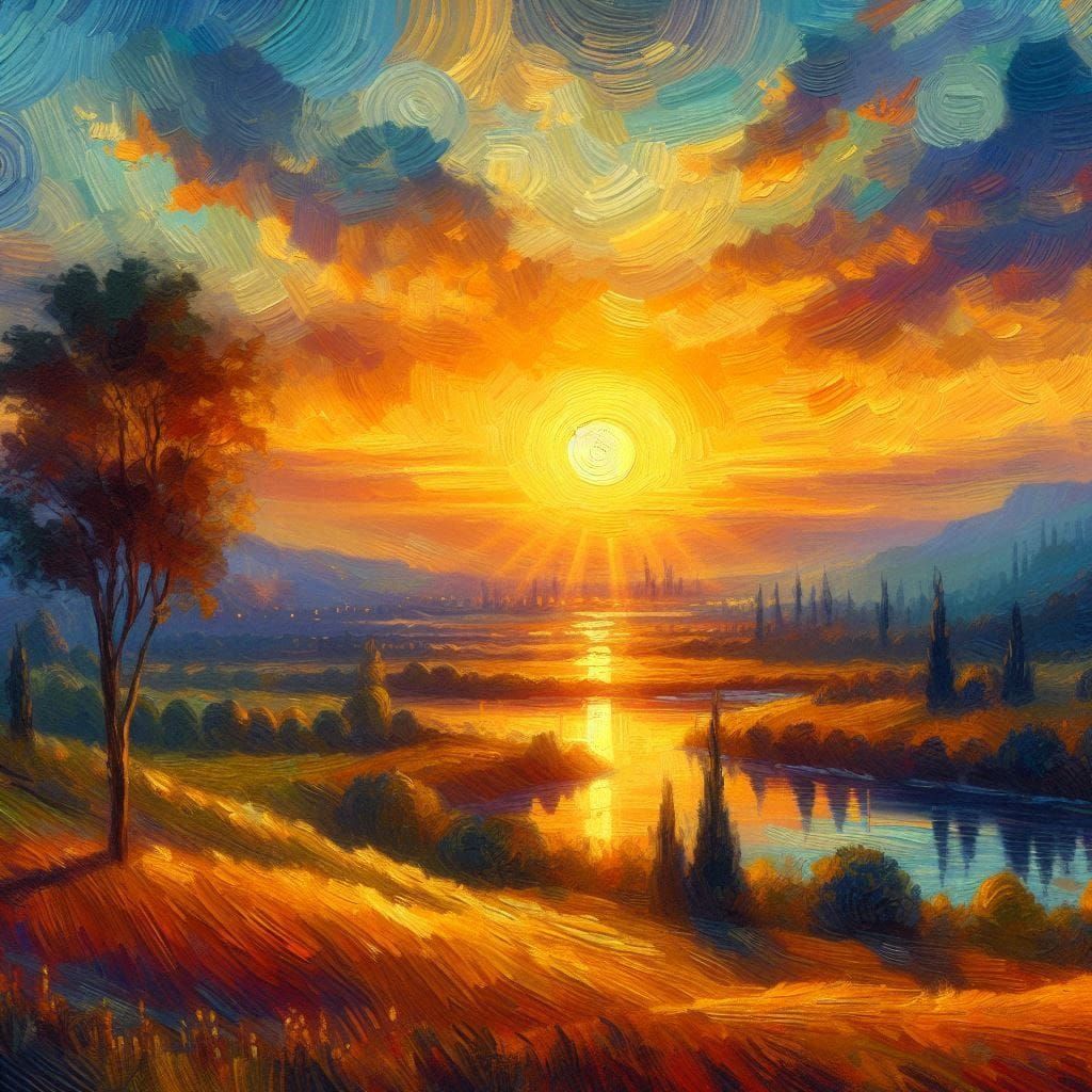 Oil Painting of a Sunset Landscape 4