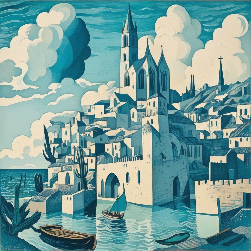 Coastal village overlooking the sea