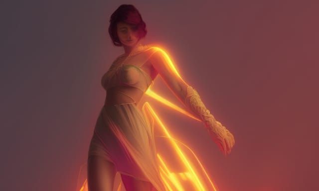 woman in glowing clothes full body portrait, 8k resolution c...