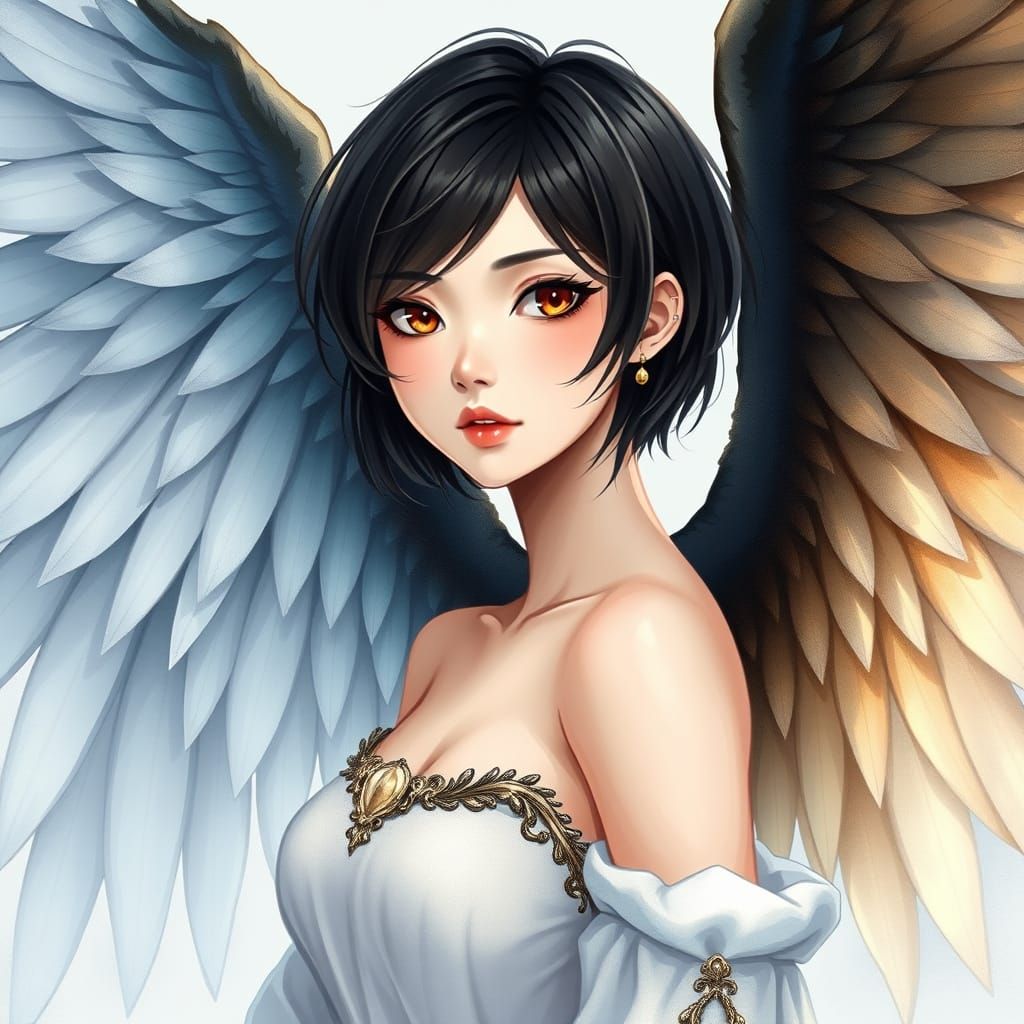 Majestic Angelic Woman with Duality