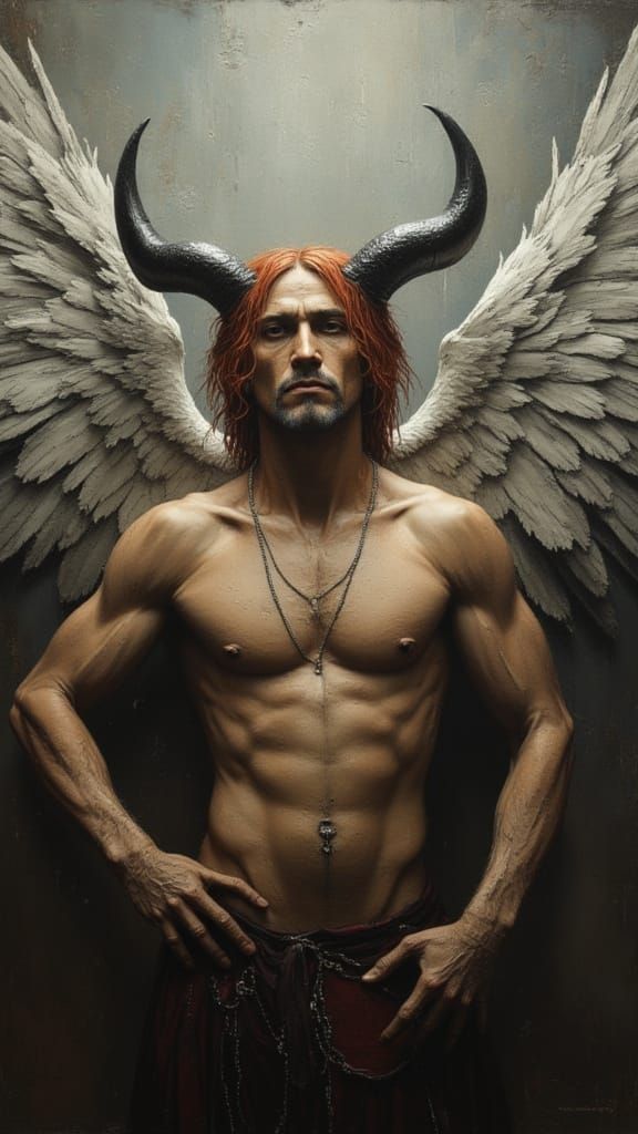 Regal Half-Demon Angel in Dark Academia