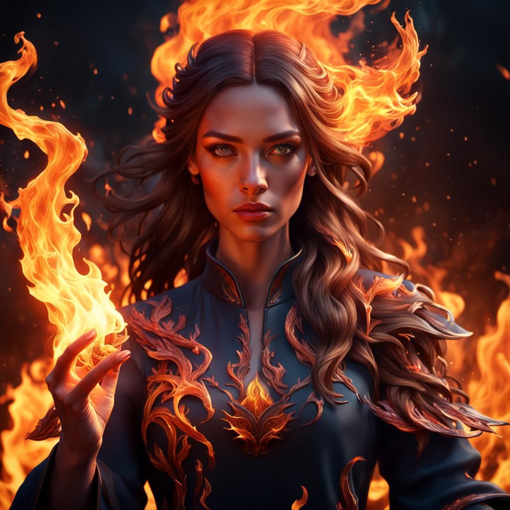 Fire girl 🔥🔥🔥🔥🔥 - AI Generated Artwork - NightCafe Creator