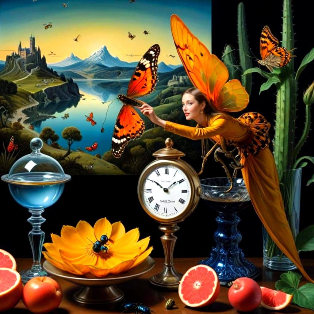 Elegant Lady in a Fantastical Surrealistic Scene