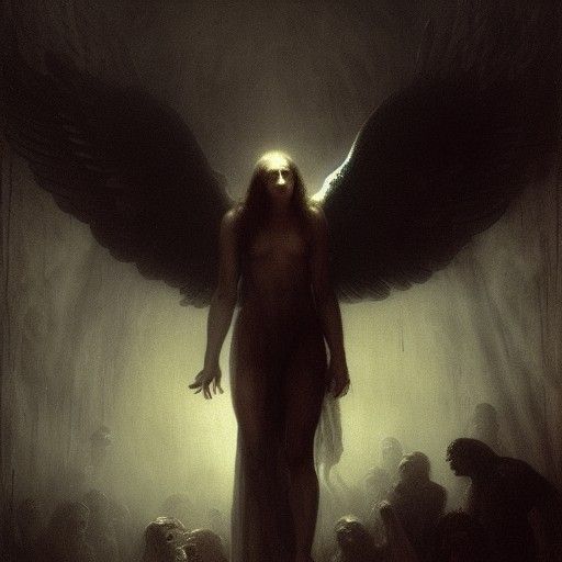 Fallen angel in darkness
