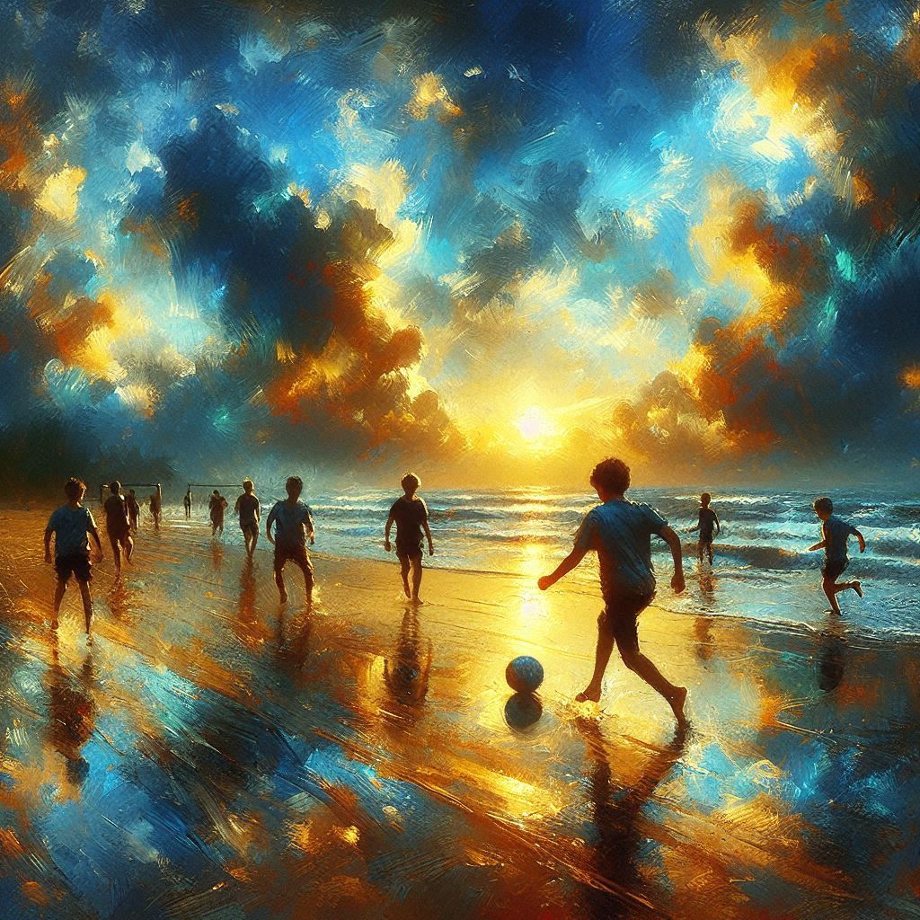 Playing football in afternoon