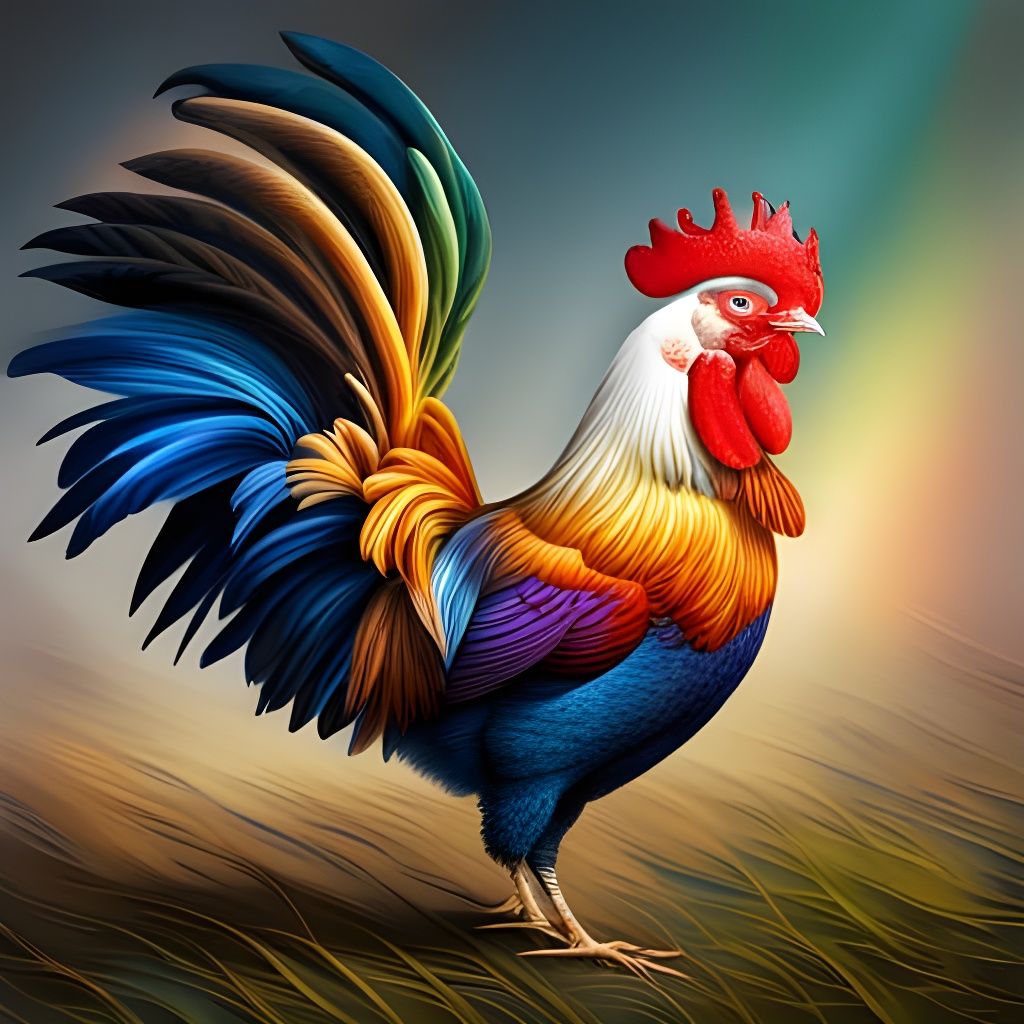 Rainbow rooster - AI Generated Artwork - NightCafe Creator