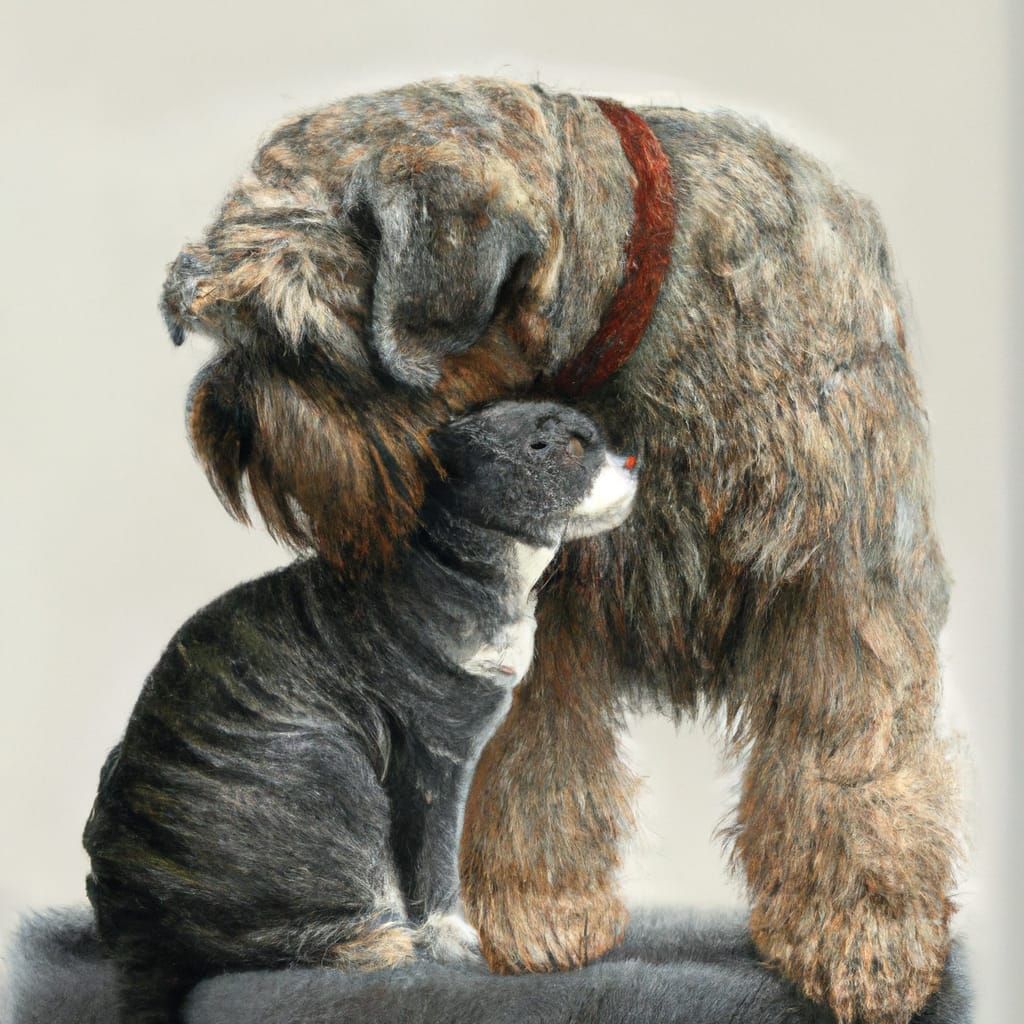 A Brindle BooBoo (Bouvier) Reassuring His Cat... +