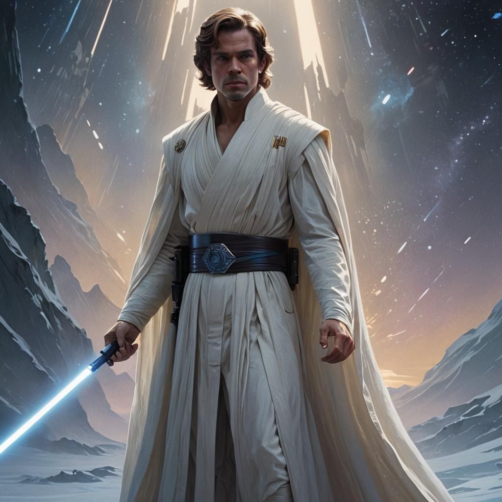 Prince Leo Skywalker Organa Solo wearing a long translucent ...