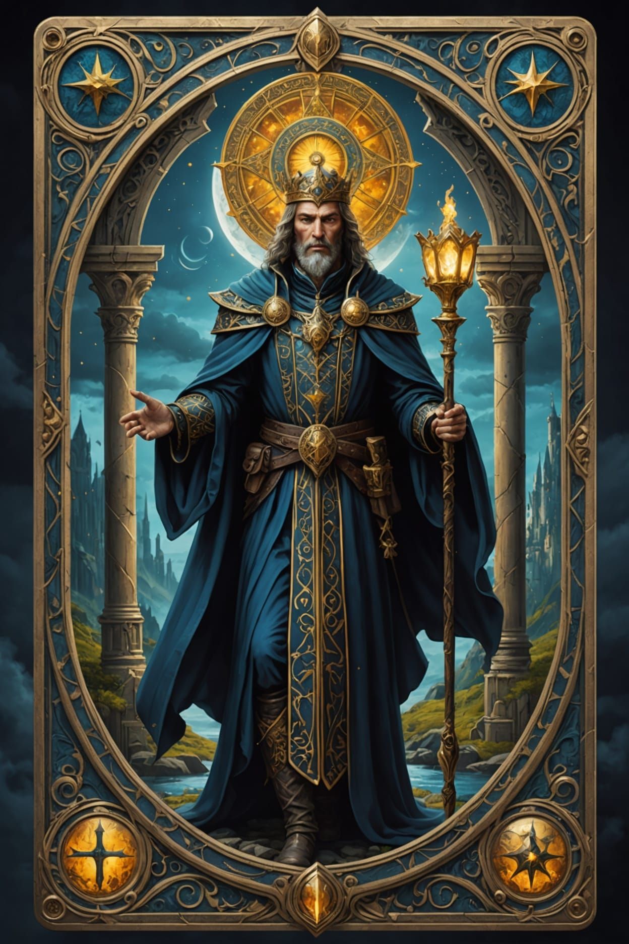 The Magus: Master of Mystical Realms, Keeper of Ancient Wisdom, Illuminated by Celestial Light.