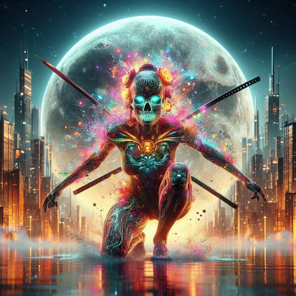 Her blades like wings