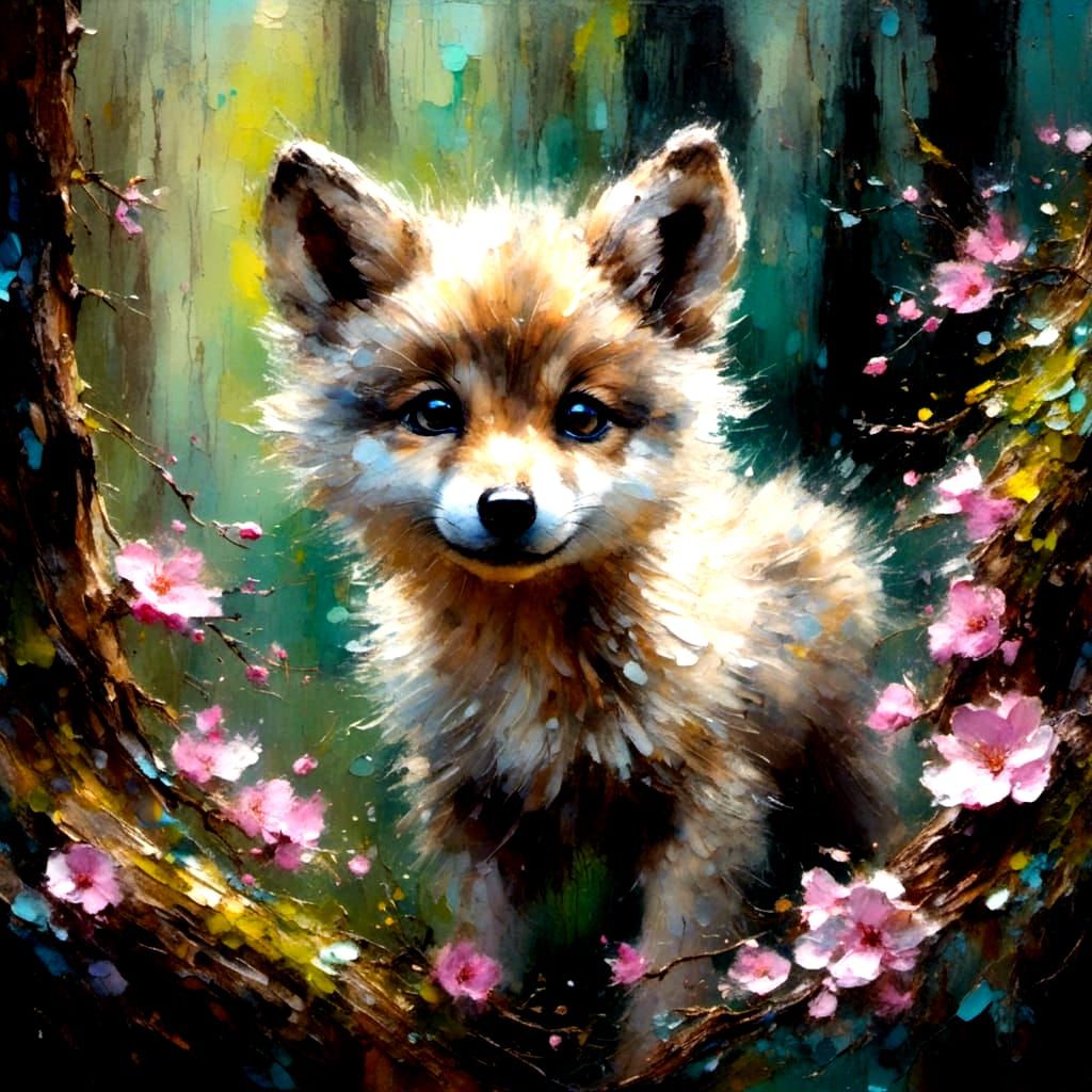 Cute Baby Wolf Portrait