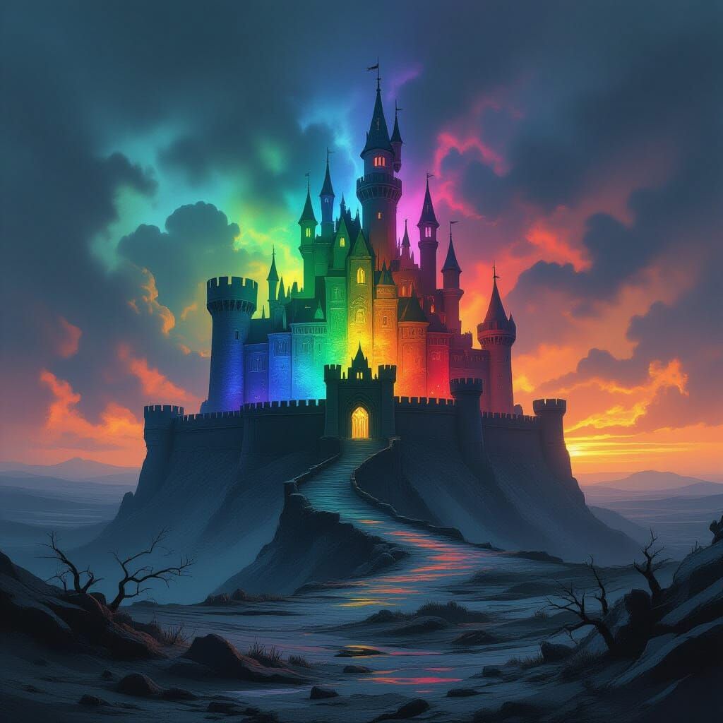 Haunted Rainbow Castle on Desolate Cliff
