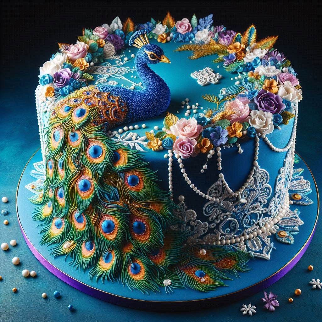 Peacock Inspired Cake
