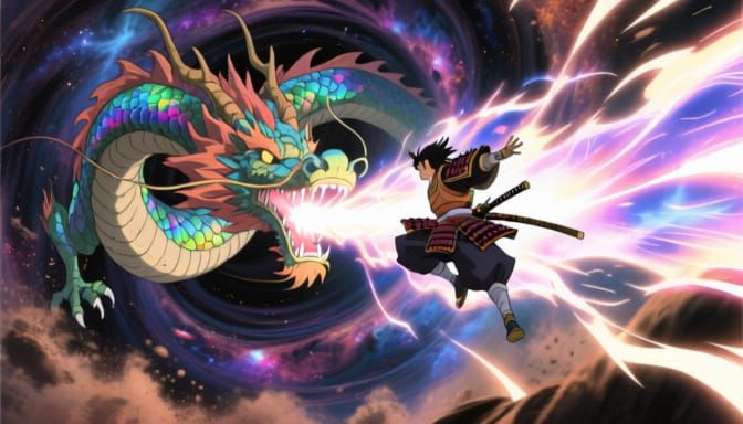 Dynamic action scenes inspired by the energy of anime battle  by @Alex