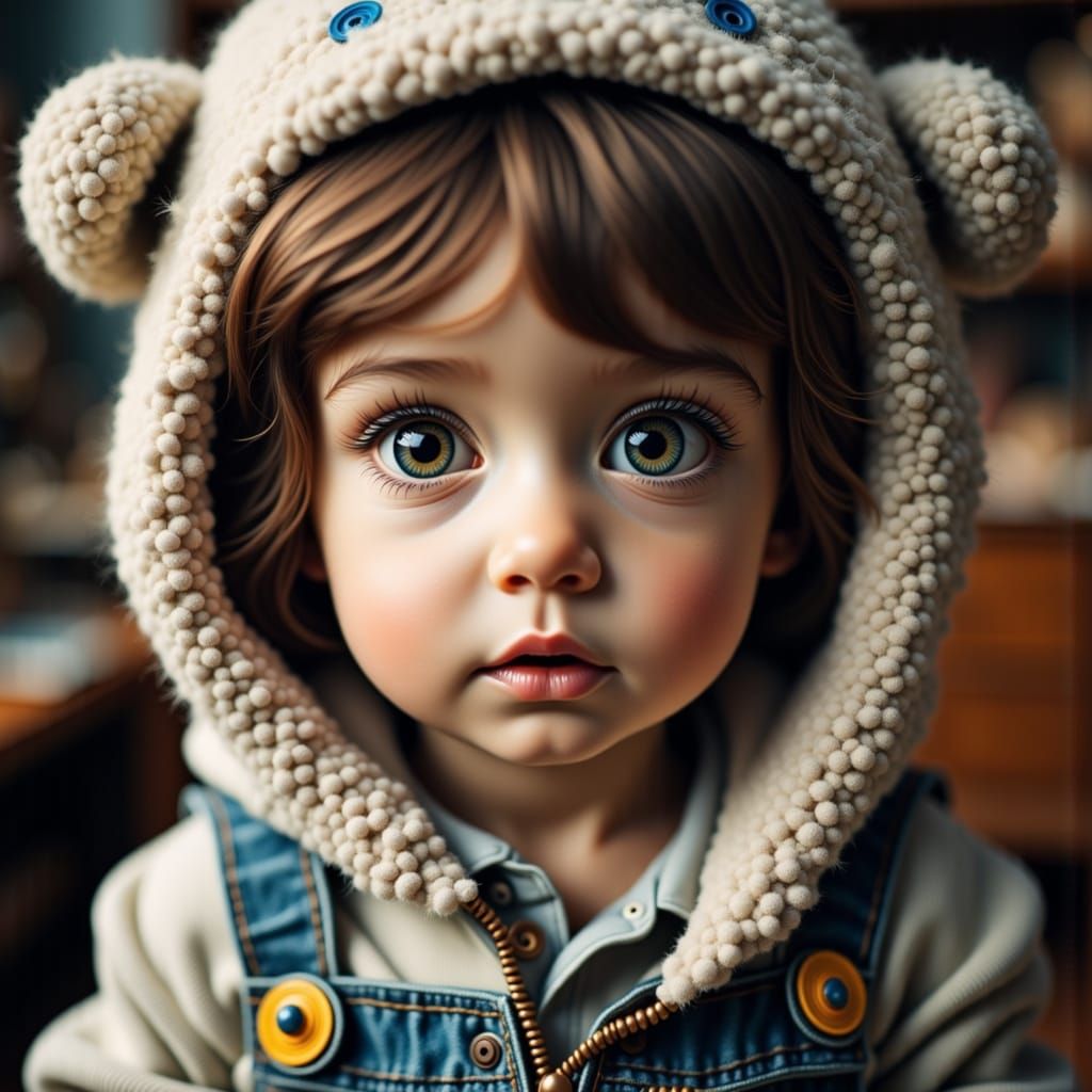  <lora:Fantasy eyes Flux:1.0> cute toddler with big eyes