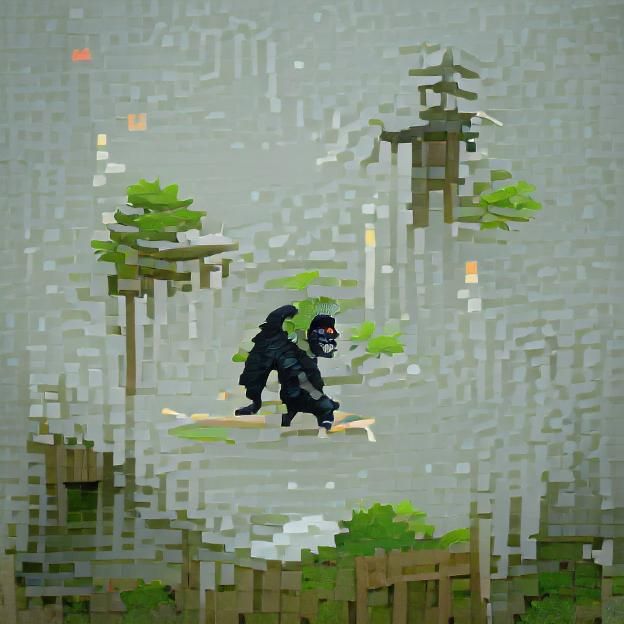 Ape with ninja gear pixel art