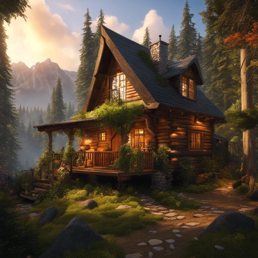 Cabin In The Woods - Ai Generated Artwork - Nightcafe Creator