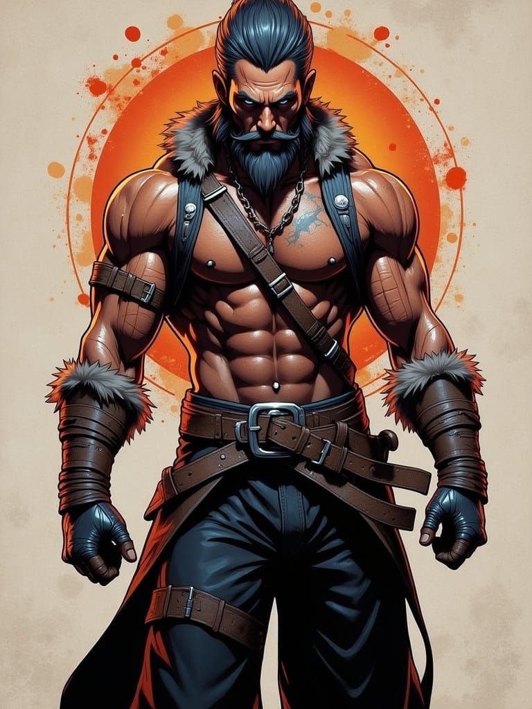 <lora:5e-fl:1.0> ultrafine full portrait HD 3D Octane HD Image; Beautifully Authentic badass martial arts male villain in borderlands art st...