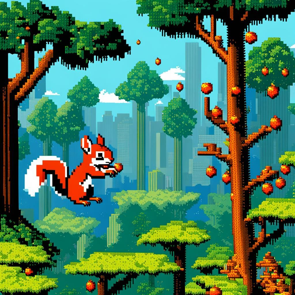 Catch the nuts, 80s video game  by @axelb