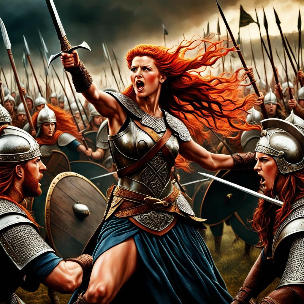 Boudicca in the heat of battle - AI Generated Artwork - NightCafe Creator