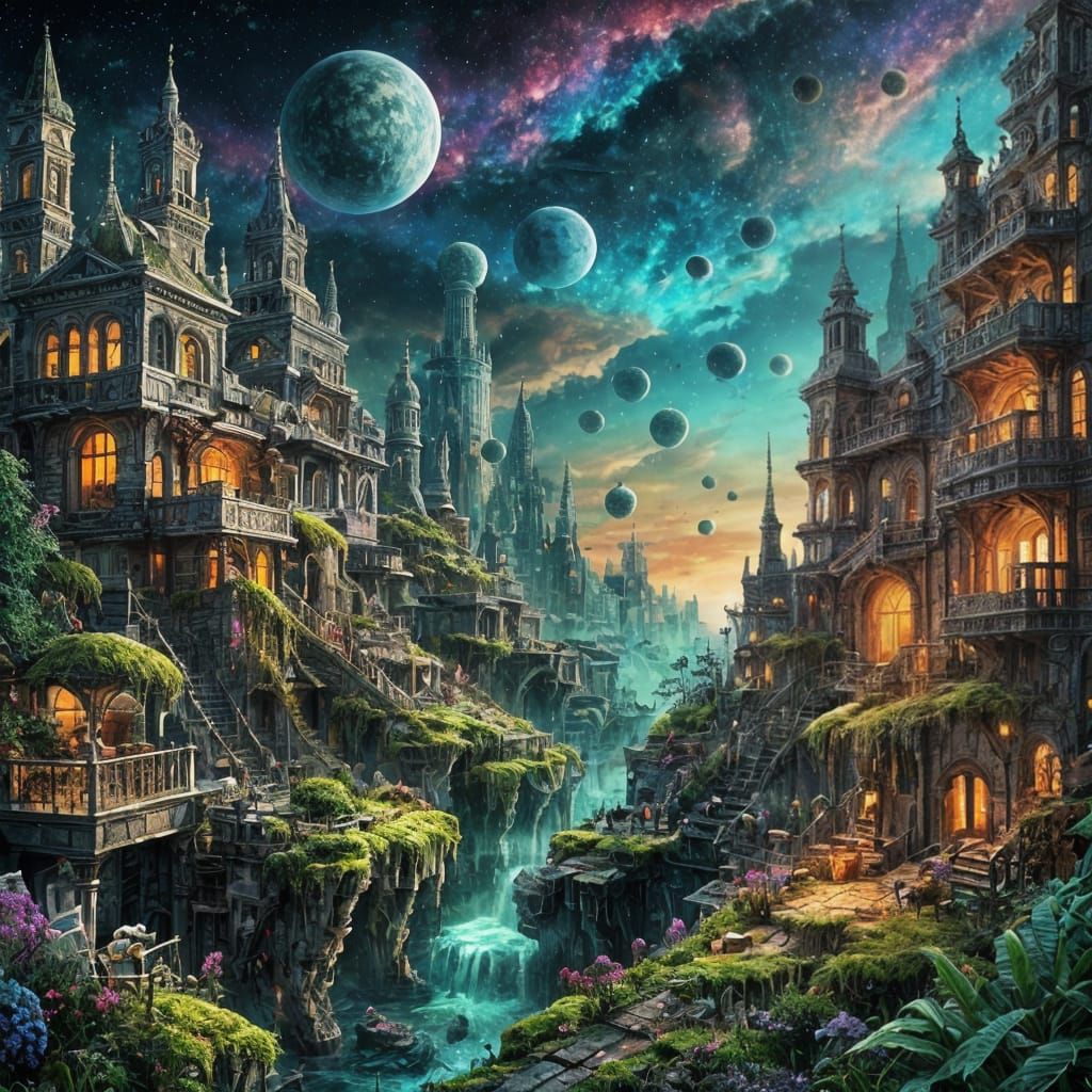 A desolate city lost to the rest of the world broken down building covered in moss lost forever 