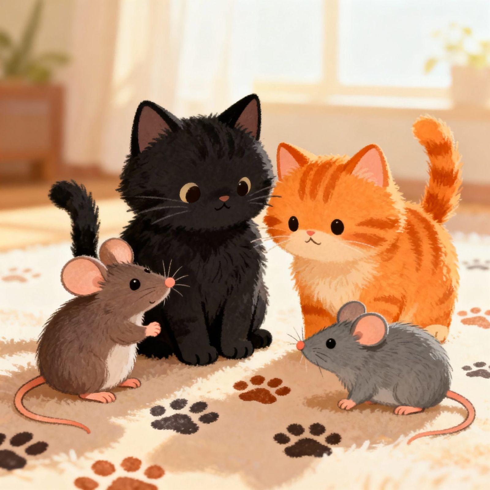 Cute Mice and Cats Playing Together