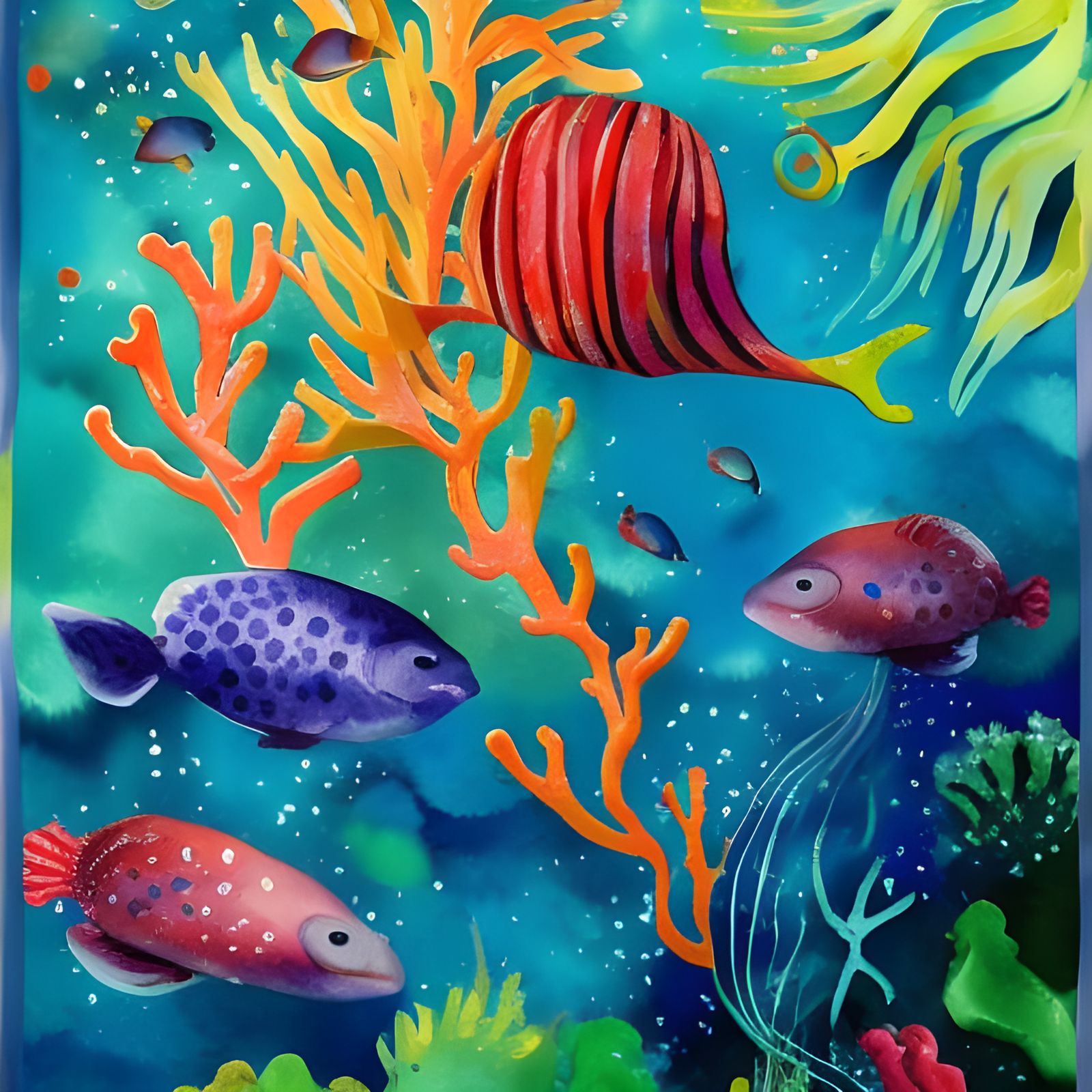 Colorful coral with small colorful fishes 2.