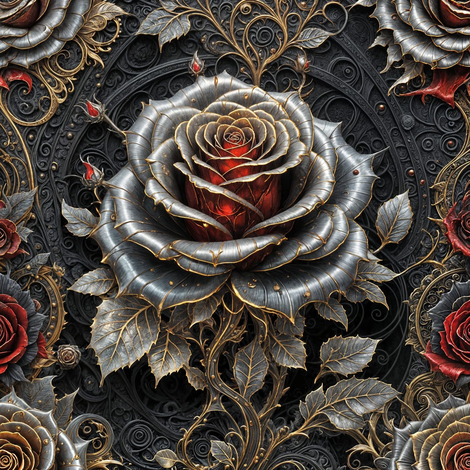Metal rose  by @Frustrated textiles