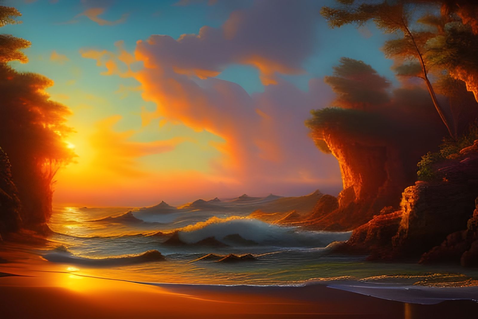"Panorama of Gorgeous Seascape at Sunset With Large Waves Crashing"   *MASTERsubject-Sb*  by @Preppergal