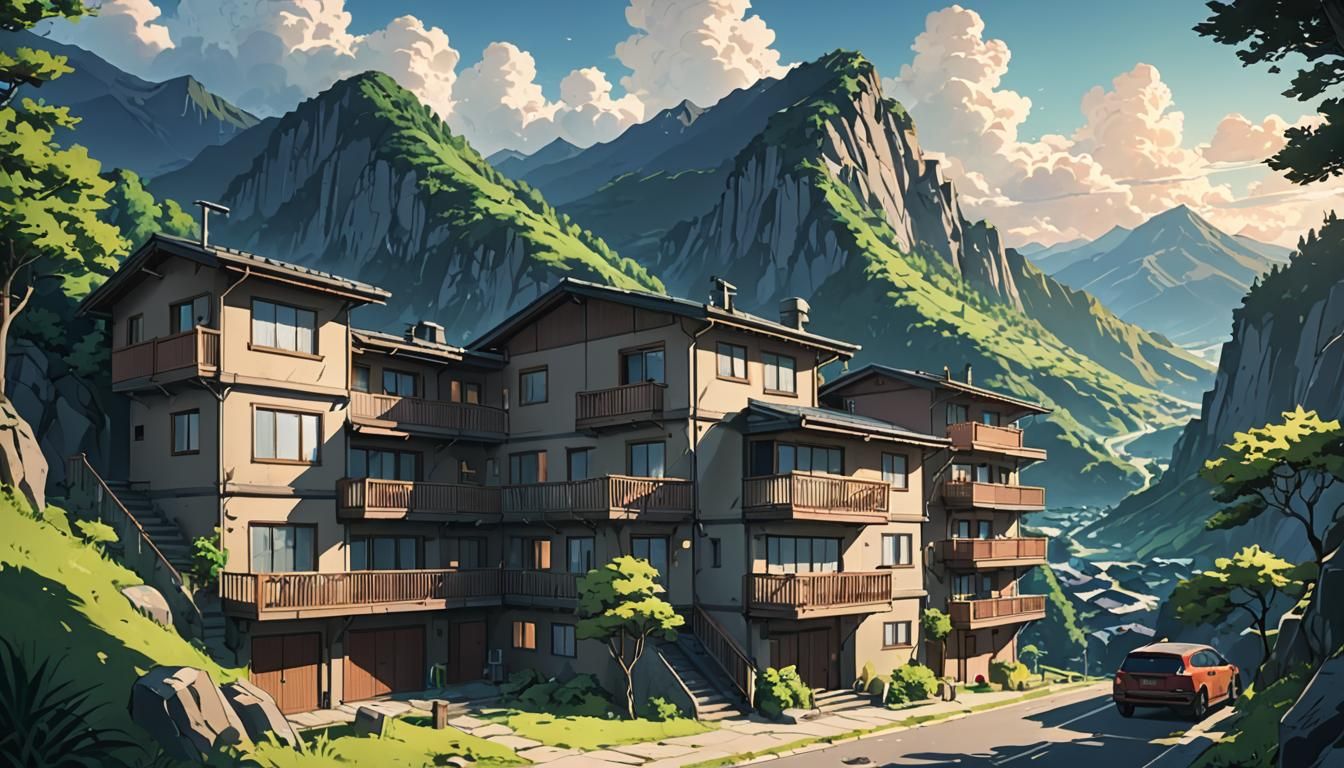 Cozy Mountain Apartment in Anime Style