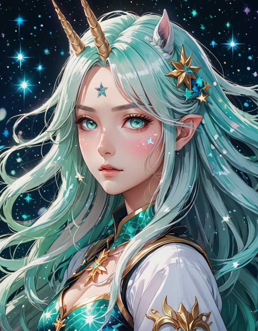 Unicorn Girl 💚💫 - AI Generated Artwork - NightCafe Creator