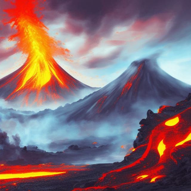 volcanic eruption - AI Generated Artwork - NightCafe Creator