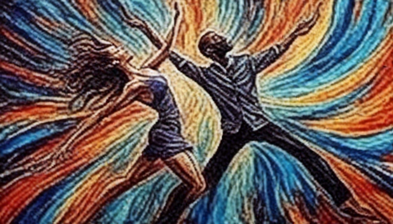 "Let's Dance" abstract art complementary colors fine details...
