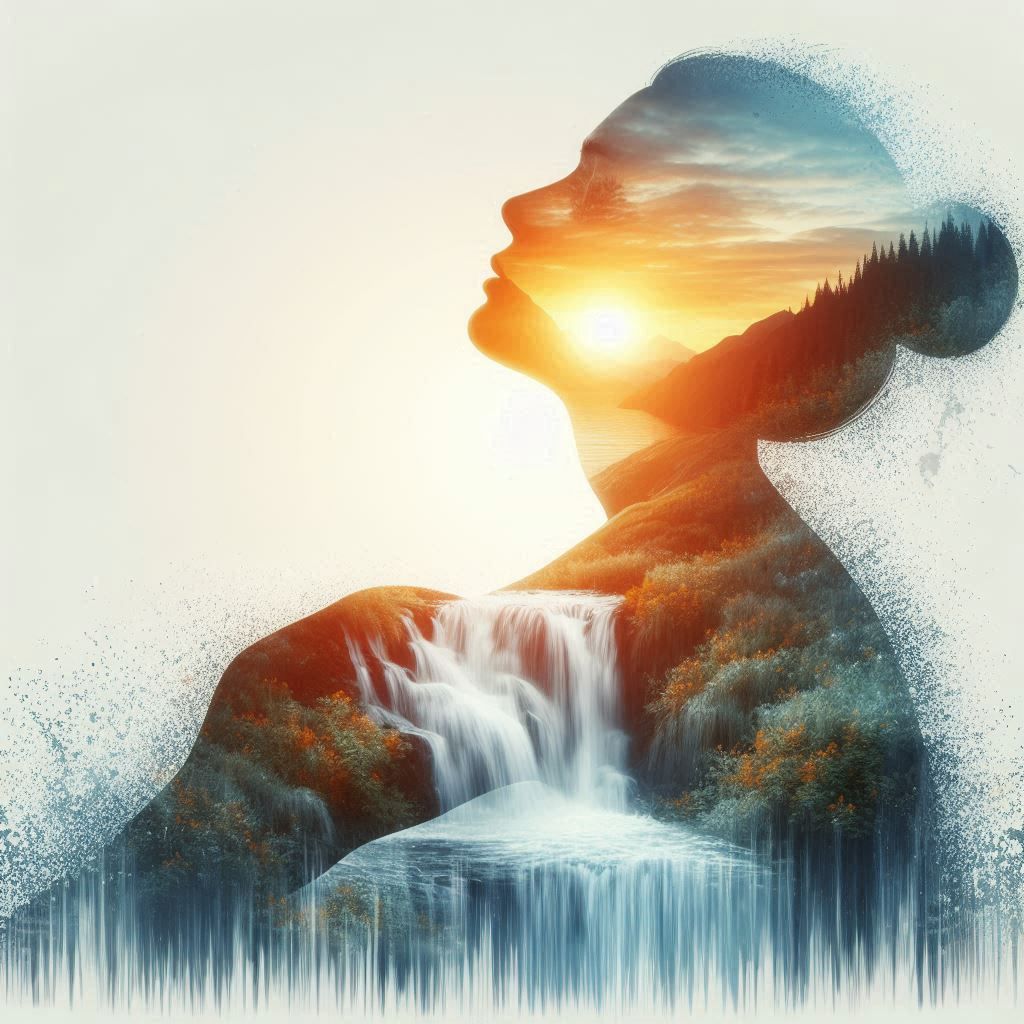 double exposure beautiful fantasy portrait landscape..