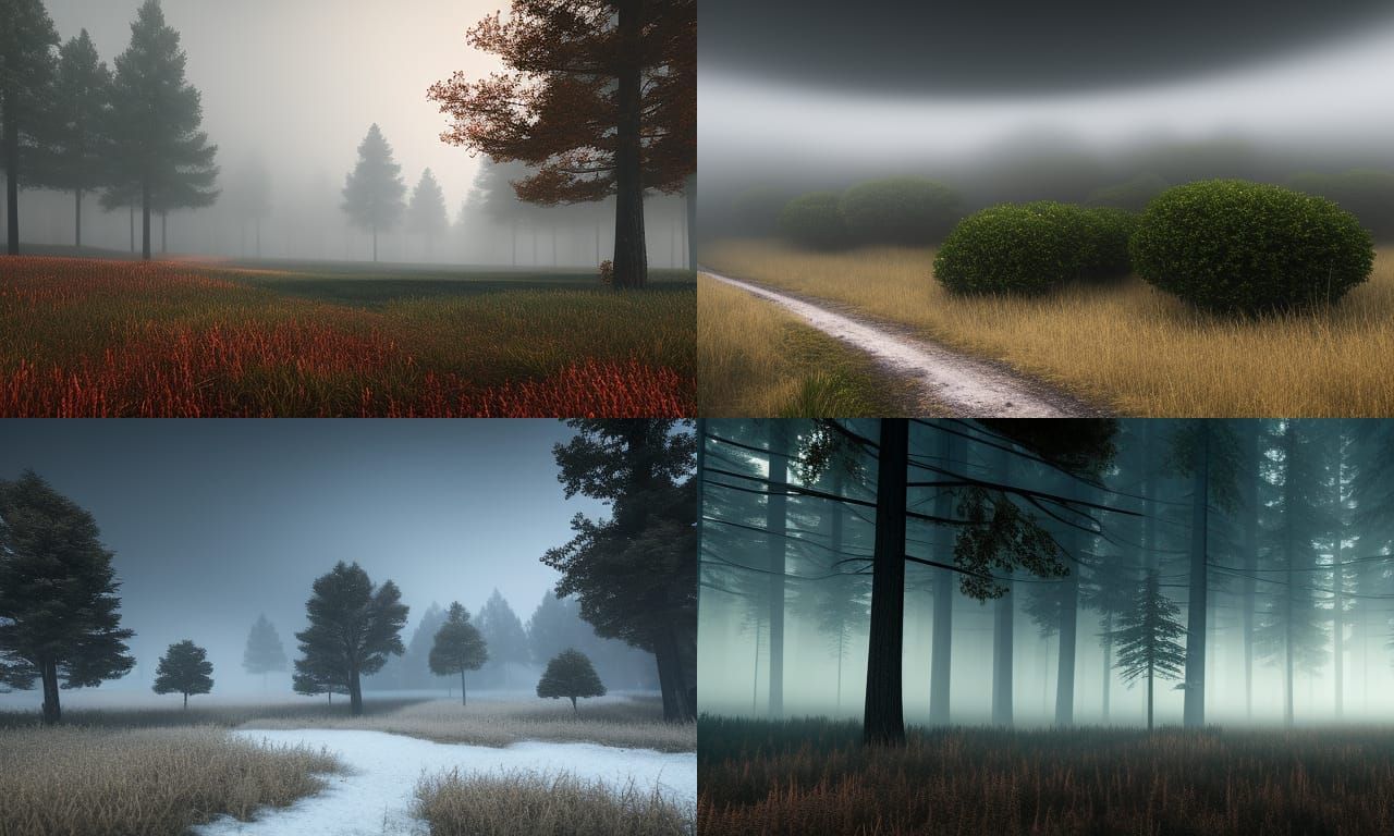redshift style landscape of a horror movie, RAW, Picturesque, 35mm, 16K, 3D, raytracing, hdr, bloom, Ambient occlusion, ...