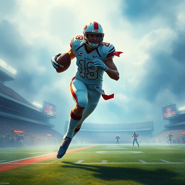 BIG BEAUTIFUL FEMALE FOOTBALL PLAYER PLAYING FOOTBALL FOR TH...