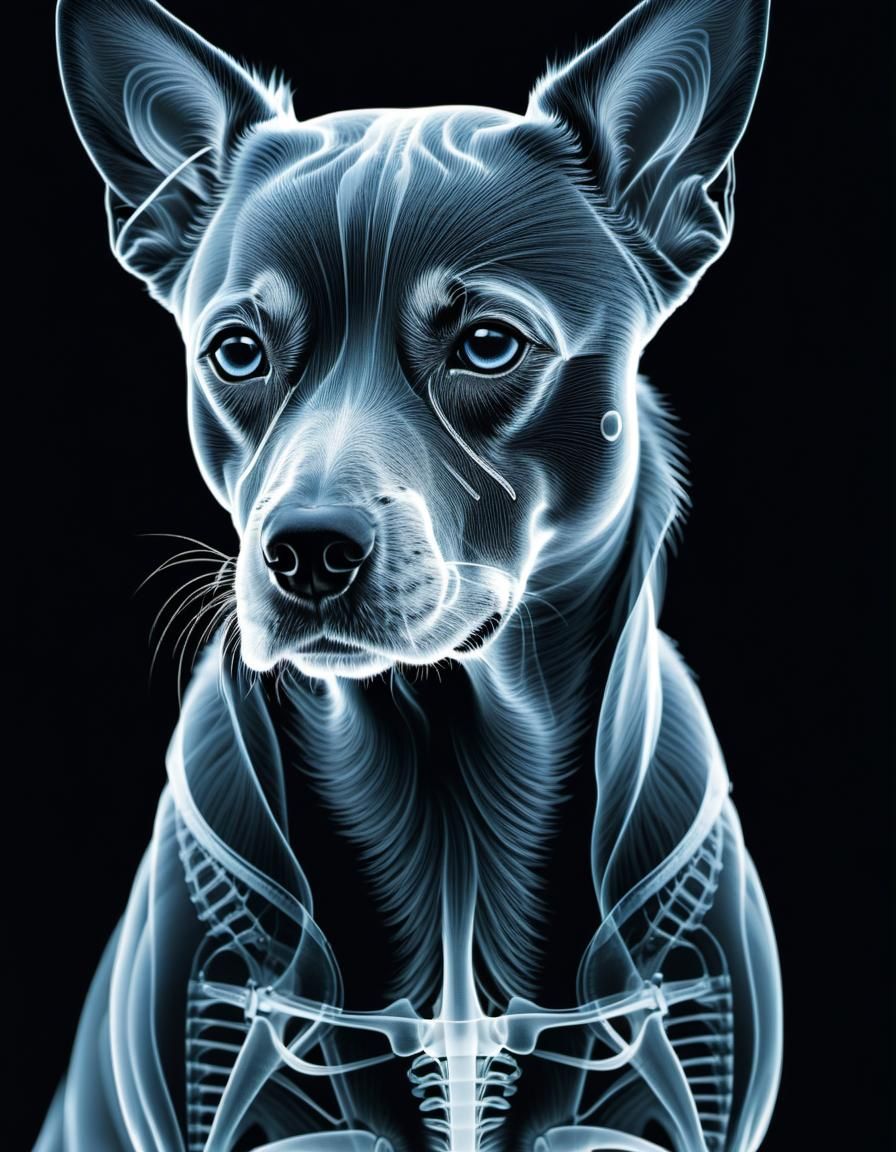 x-ray style art of a dog