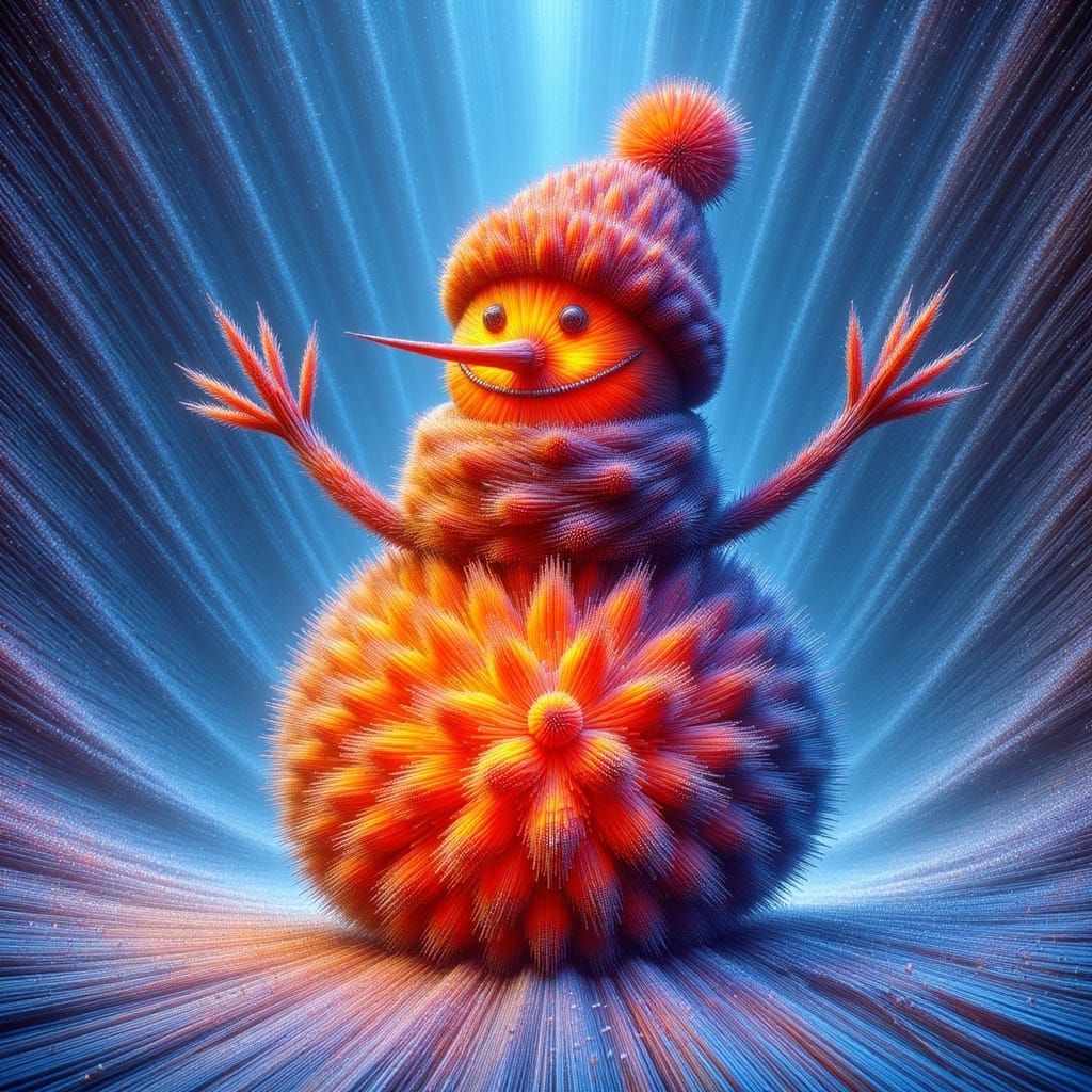 a colorful burning snowman <lora:-1TIE-Singularity-:0.65> 