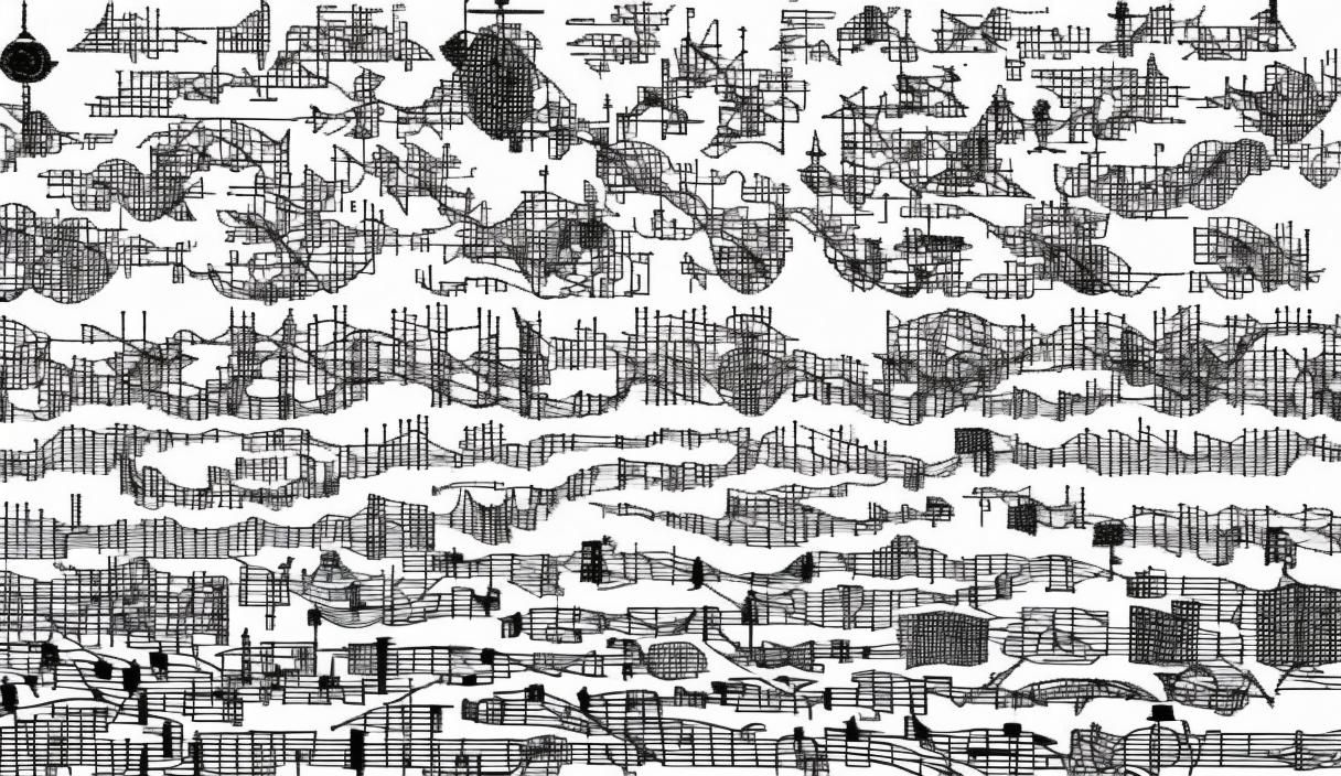 <lora:Graphic Scores cheap:1.0> graphic music notation