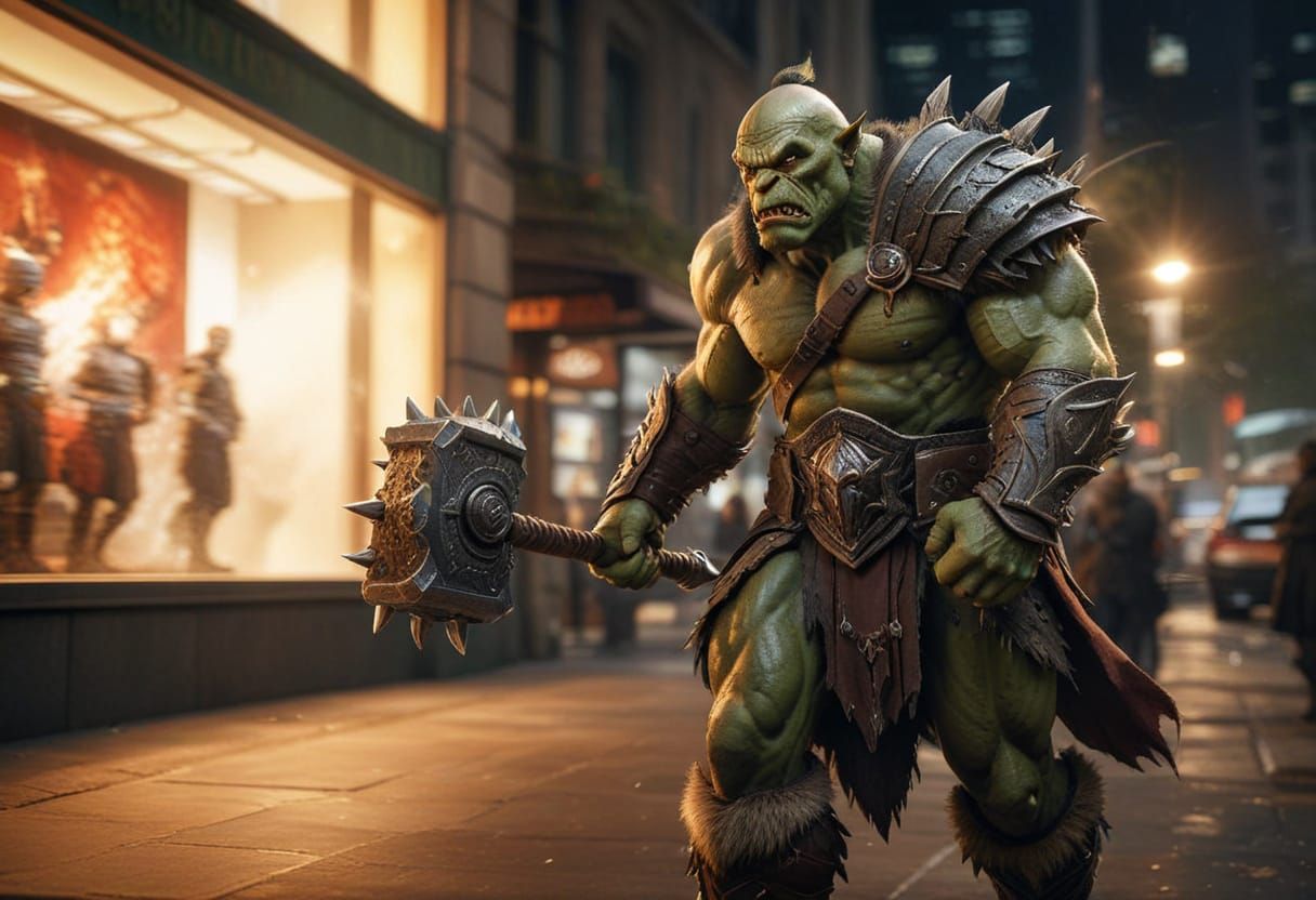 Orc warrior in the city  by @Superbear