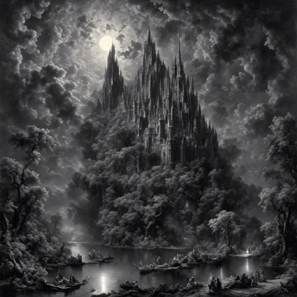 a mystery castle in the moonlight, roberto ferri, gustave dore julien ...