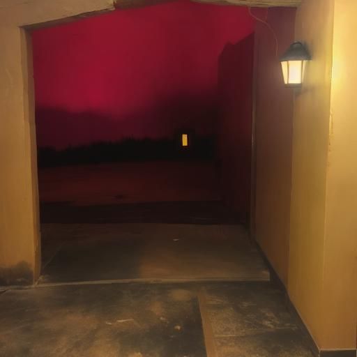 <lora:liminal evryn:1.0> a photo of a dark eerie dungeon palace, red sky, dim lighting, fluorescent lighting, liminal space