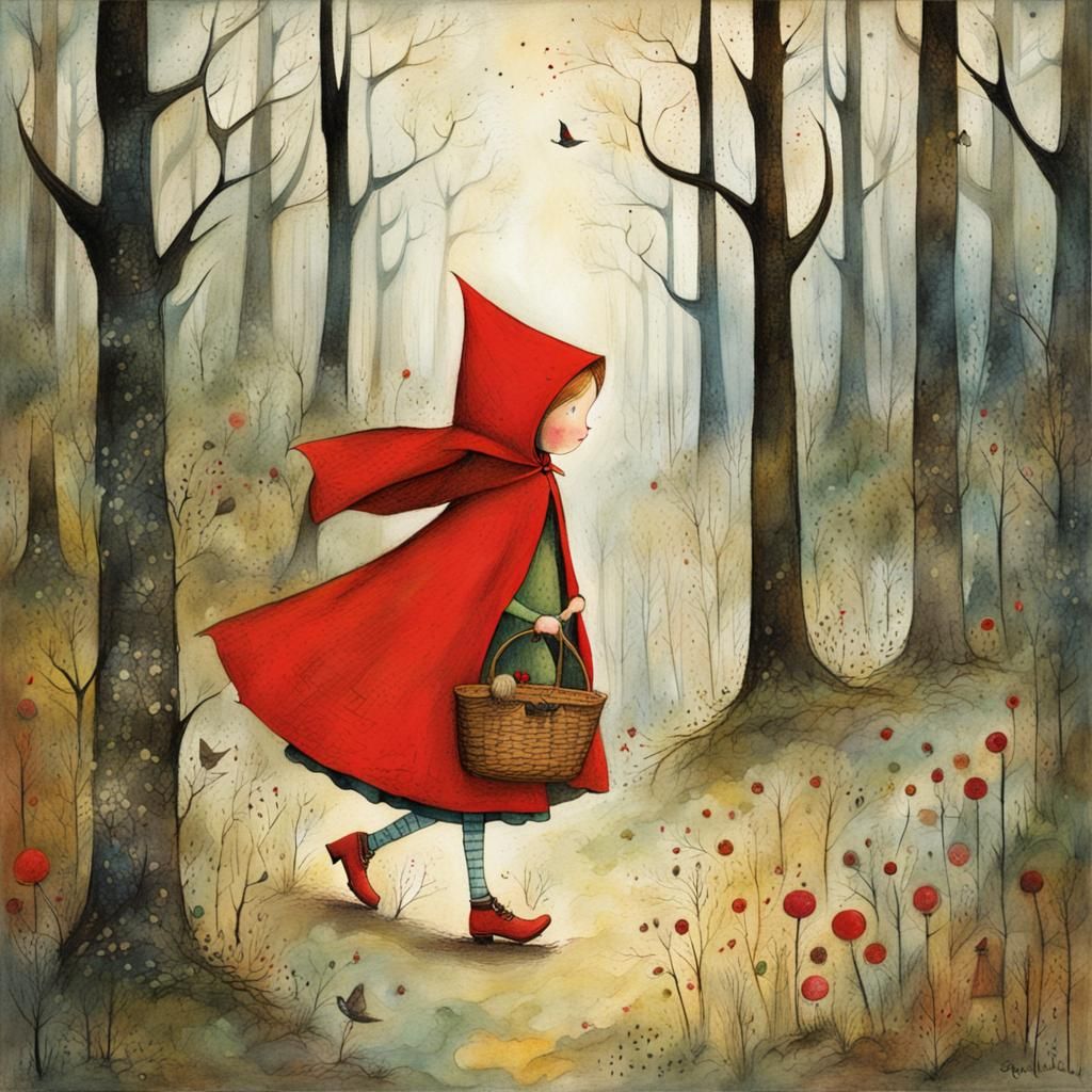 little red riding hood on the way to grandma's house  by @MoonWolf